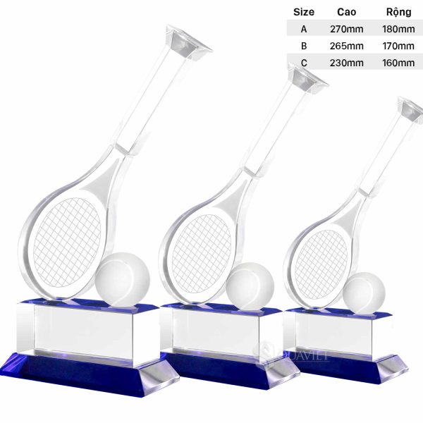 Các size cúp pha lê tennis Milano Luxury