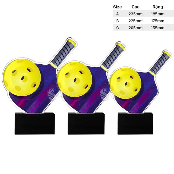Các size cúp Pickleball thiết kế theo yêu cầu
